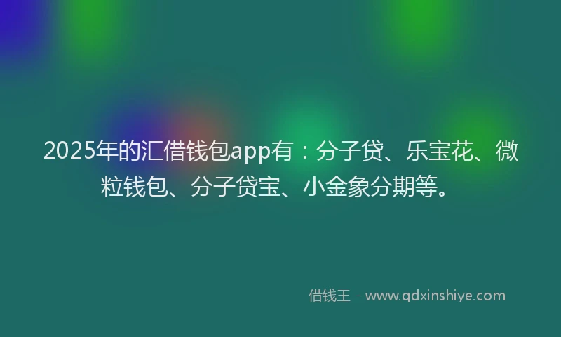 2025年的汇借钱包app有：分子贷、乐宝花、微粒钱包、分子贷宝、小金象分期等。