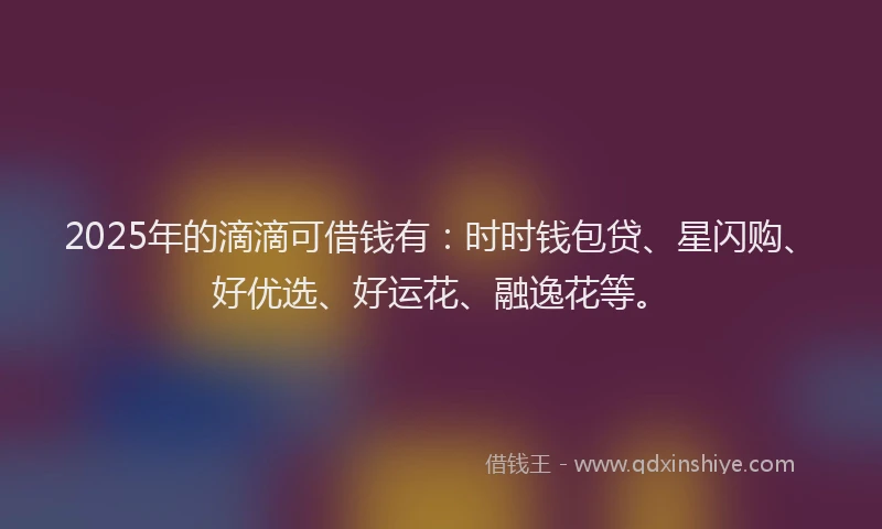 2025年的滴滴可借钱有：时时钱包贷、星闪购、好优选、好运花、融逸花等。