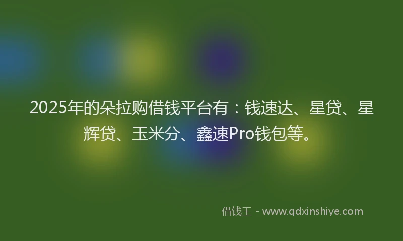 2025年的朵拉购借钱平台有：钱速达、星贷、星辉贷、玉米分、鑫速Pro钱包等。
