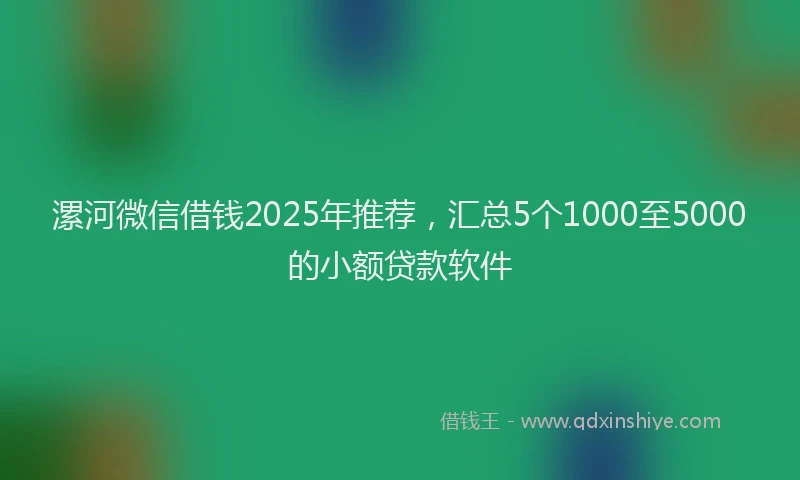 漯河微信借钱2025年推荐，汇总5个1000至5000的小额贷款软件