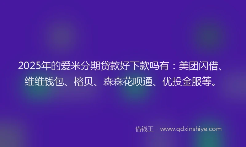 2025年的爱米分期贷款好下款吗有：美团闪借、维维钱包、榕贝、森森花呗通、优投金服等。