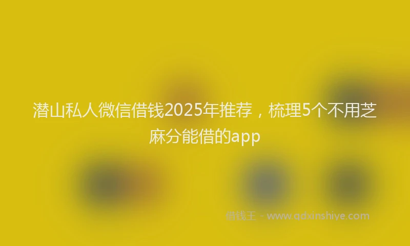 潜山私人微信借钱2025年推荐，梳理5个不用芝麻分能借的app