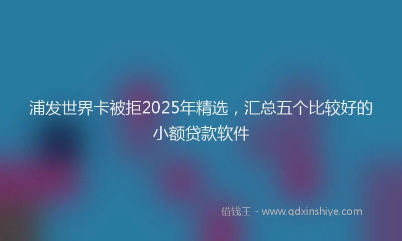 浦发世界卡被拒2025年精选，汇总五个比较好的小额贷款软件