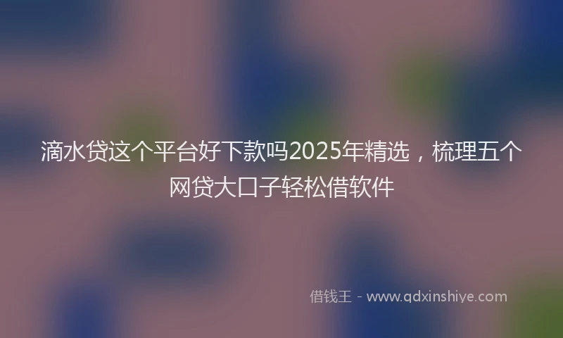 滴水贷这个平台好下款吗2025年精选，梳理五个网贷大口子轻松借软件