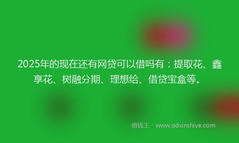 2025年的现在还有网贷可以借吗有：提取花、鑫享花、树融分期、理想给、借贷宝盒等。
