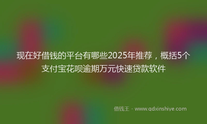 现在好借钱的平台有哪些2025年推荐，概括5个支付宝花呗逾期万元快速贷款软件
