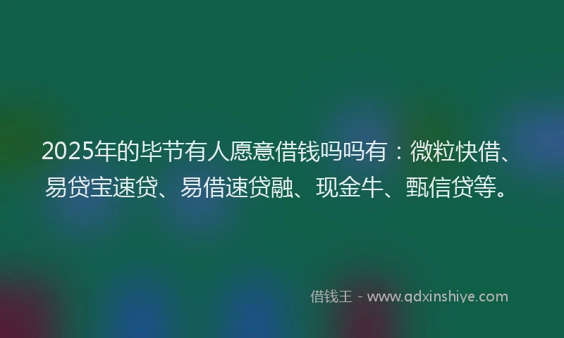 2025年的毕节有人愿意借钱吗吗有：微粒快借、易贷宝速贷、易借速贷融、现金牛、甄信贷等。