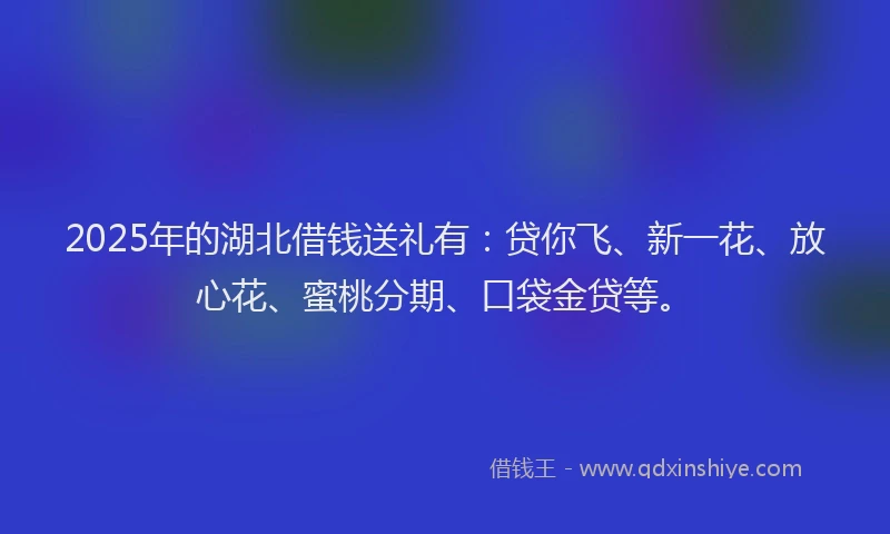 2025年的湖北借钱送礼有：贷你飞、新一花、放心花、蜜桃分期、口袋金贷等。