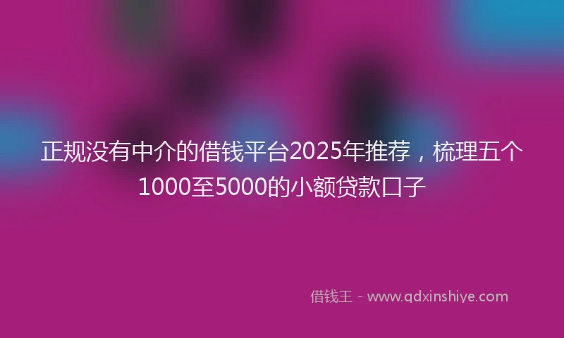 正规没有中介的借钱平台2025年推荐，梳理五个1000至5000的小额贷款口子