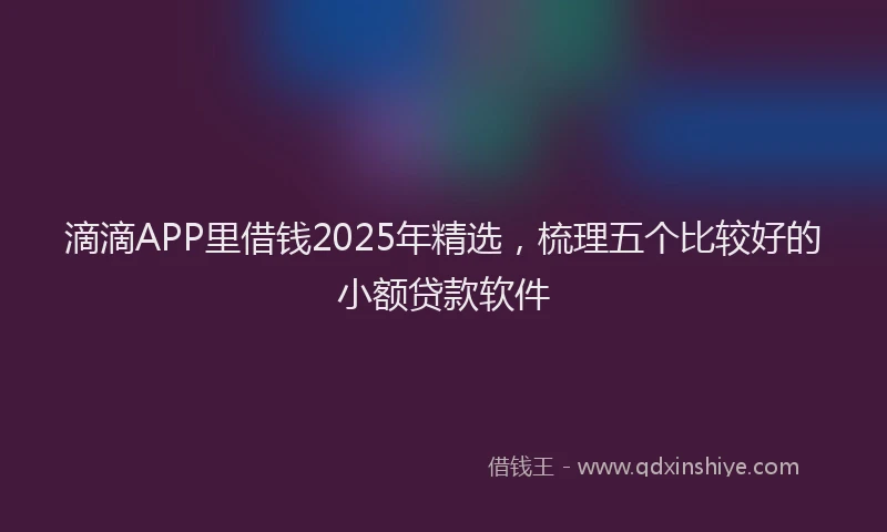 滴滴APP里借钱2025年精选，梳理五个比较好的小额贷款软件