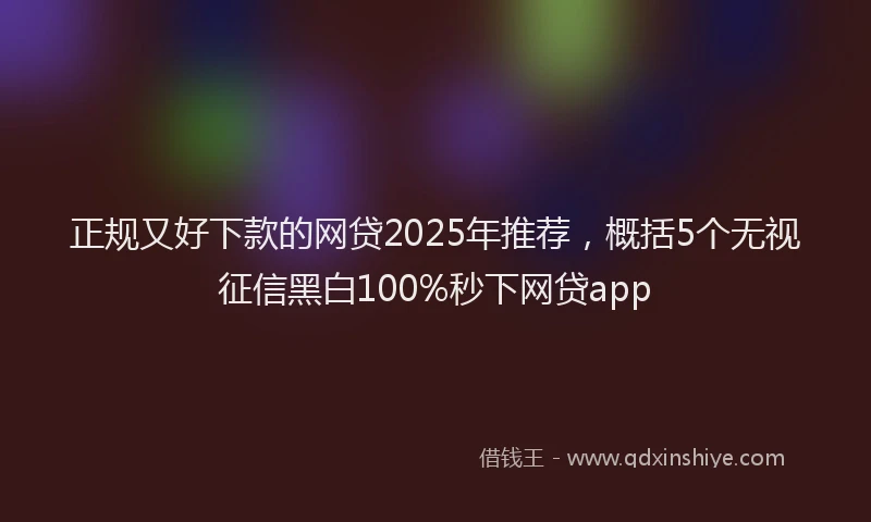 正规又好下款的网贷2025年推荐，概括5个无视征信黑白100%秒下网贷app