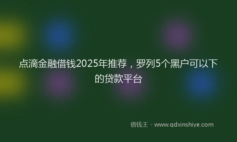 点滴金融借钱2025年推荐，罗列5个黑户可以下的贷款平台