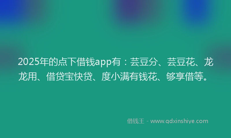 2025年的点下借钱app有：芸豆分、芸豆花、龙龙用、借贷宝快贷、度小满有钱花、够享借等。