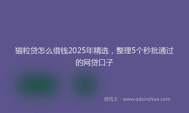 猫粒贷怎么借钱2025年精选，整理5个秒批通过的网贷口子