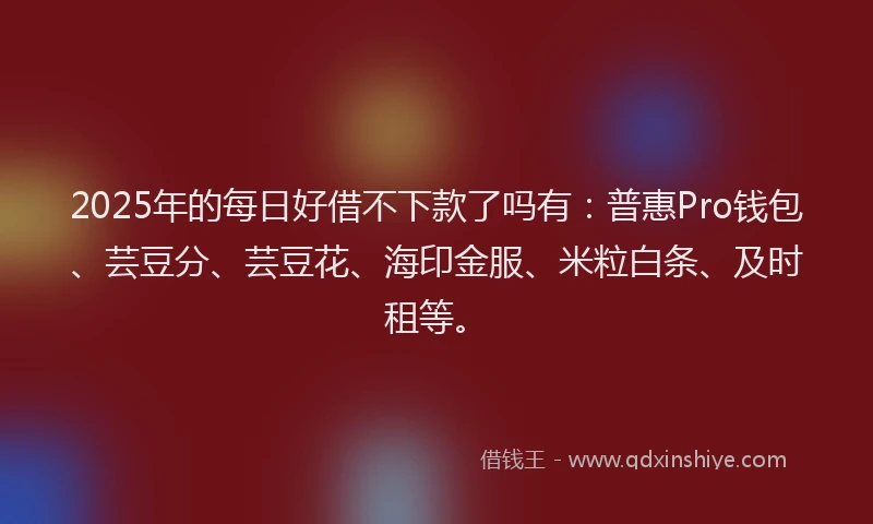2025年的每日好借不下款了吗有：普惠Pro钱包、芸豆分、芸豆花、海印金服、米粒白条、及时租等。