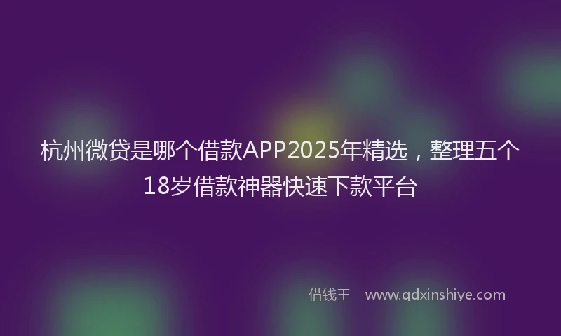 杭州微贷是哪个借款APP2025年精选，整理五个18岁借款神器快速下款平台