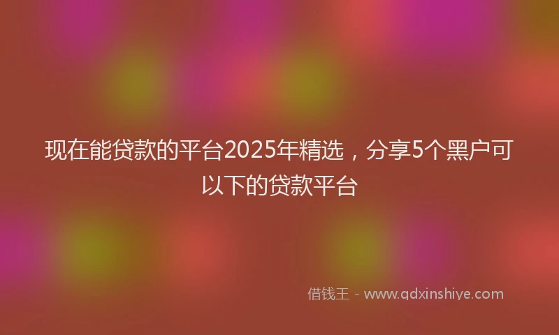 现在能贷款的平台2025年精选，分享5个黑户可以下的贷款平台