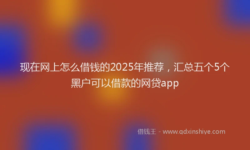 现在网上怎么借钱的2025年推荐，汇总五个5个黑户可以借款的网贷app