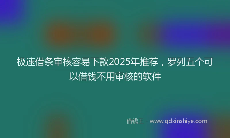 极速借条审核容易下款2025年推荐，罗列五个可以借钱不用审核的软件