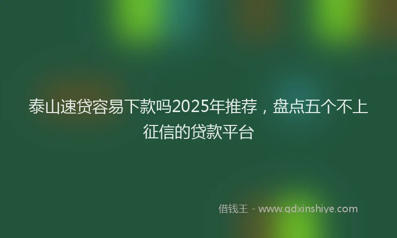泰山速贷容易下款吗2025年推荐，盘点五个不上征信的贷款平台