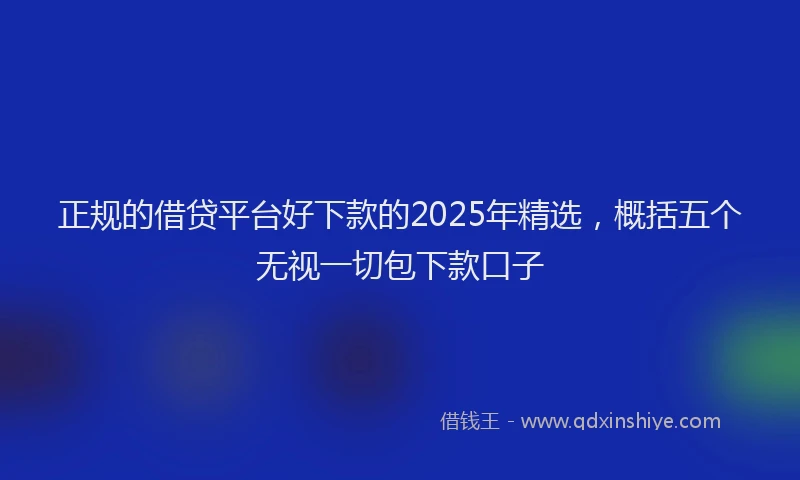 正规的借贷平台好下款的2025年精选，概括五个无视一切包下款口子