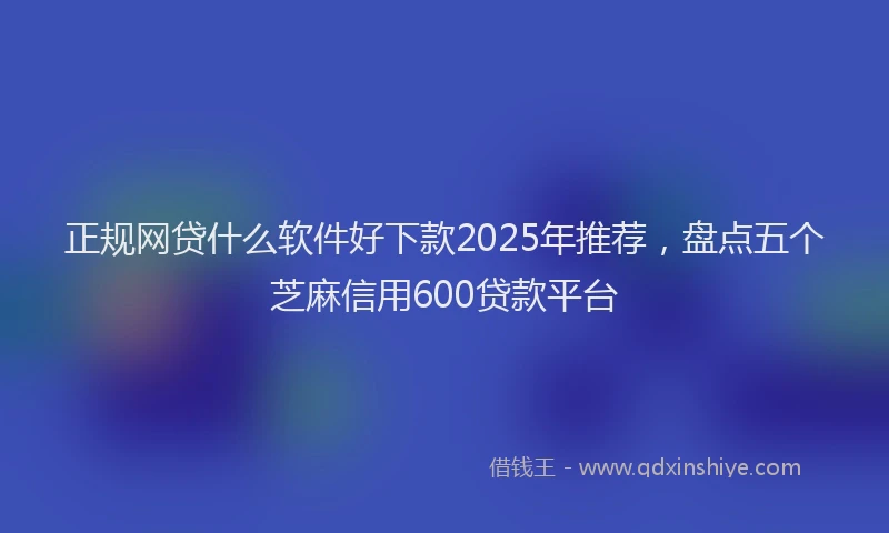 正规网贷什么软件好下款2025年推荐，盘点五个芝麻信用600贷款平台