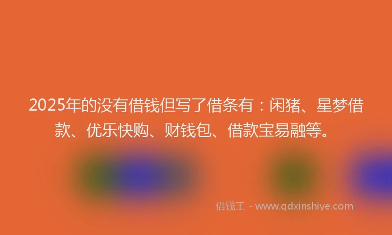2025年的没有借钱但写了借条有：闲猪、星梦借款、优乐快购、财钱包、借款宝易融等。