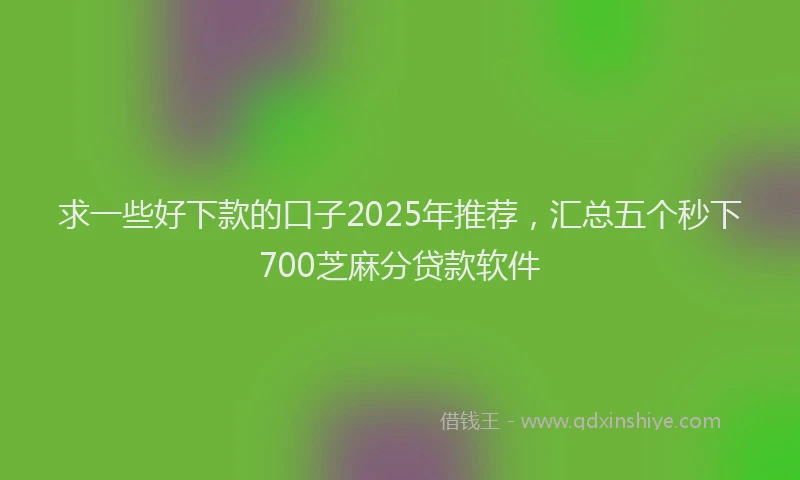 求一些好下款的口子2025年推荐，汇总五个秒下700芝麻分贷款软件