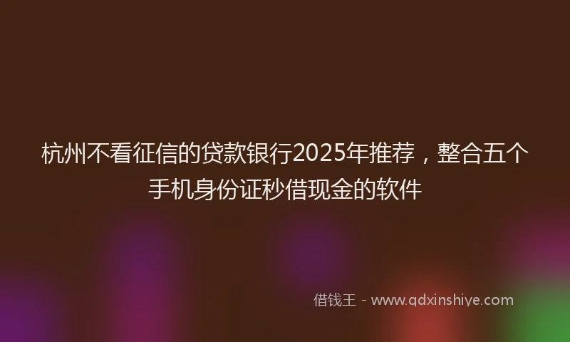 杭州不看征信的贷款银行2025年推荐，整合五个手机身份证秒借现金的软件