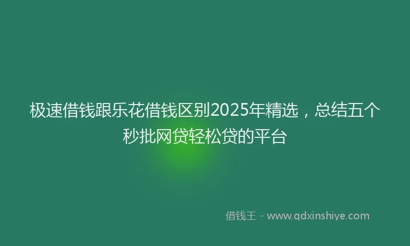 极速借钱跟乐花借钱区别2025年精选，总结五个秒批网贷轻松贷的平台
