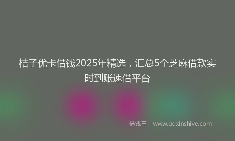 桔子优卡借钱2025年精选，汇总5个芝麻借款实时到账速借平台