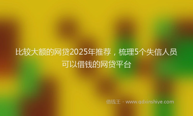 比较大额的网贷2025年推荐，梳理5个失信人员可以借钱的网贷平台
