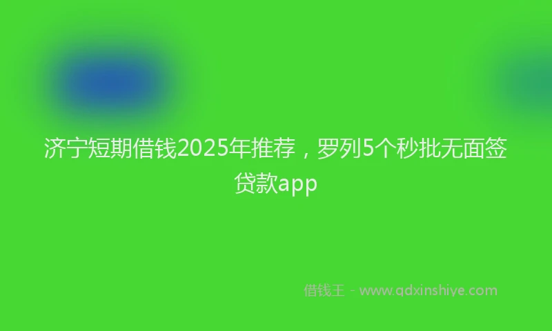 济宁短期借钱2025年推荐，罗列5个秒批无面签贷款app