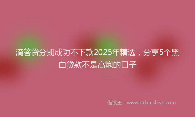 滴答贷分期成功不下款2025年精选，分享5个黑白贷款不是高炮的口子