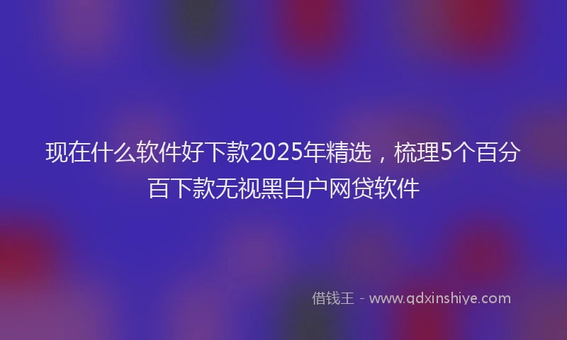 现在什么软件好下款2025年精选，梳理5个百分百下款无视黑白户网贷软件