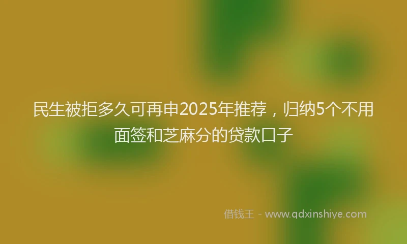 民生被拒多久可再申2025年推荐，归纳5个不用面签和芝麻分的贷款口子