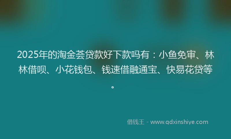 2025年的淘金荟贷款好下款吗有：小鱼免审、林林借呗、小花钱包、钱速借融通宝、快易花贷等。