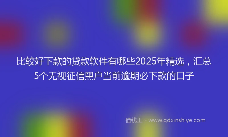 比较好下款的贷款软件有哪些2025年精选，汇总5个无视征信黑户当前逾期必下款的口子