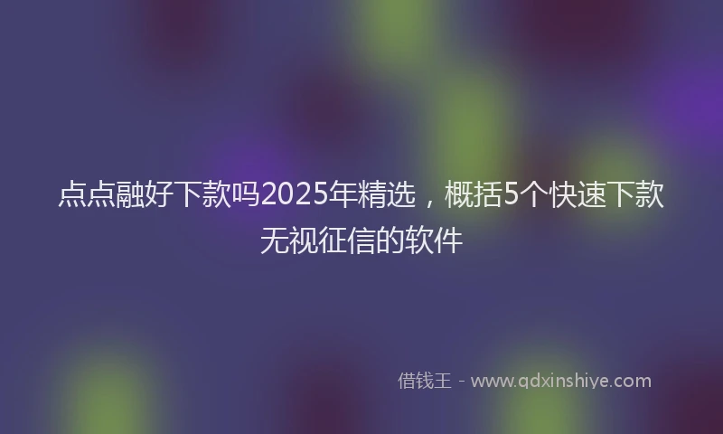 点点融好下款吗2025年精选，概括5个快速下款无视征信的软件