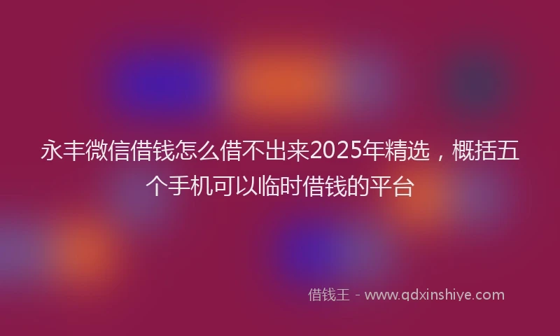 永丰微信借钱怎么借不出来2025年精选，概括五个手机可以临时借钱的平台