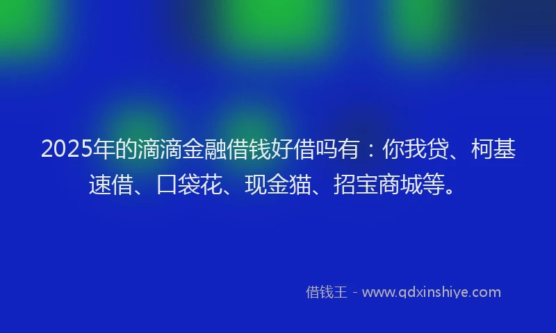 2025年的滴滴金融借钱好借吗有：你我贷、柯基速借、口袋花、现金猫、招宝商城等。