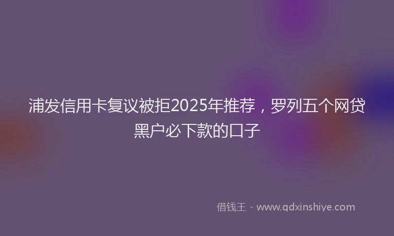 浦发信用卡复议被拒2025年推荐，罗列五个网贷黑户必下款的口子