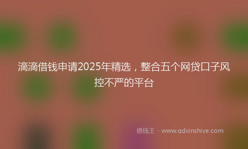 滴滴借钱申请2025年精选，整合五个网贷口子风控不严的平台