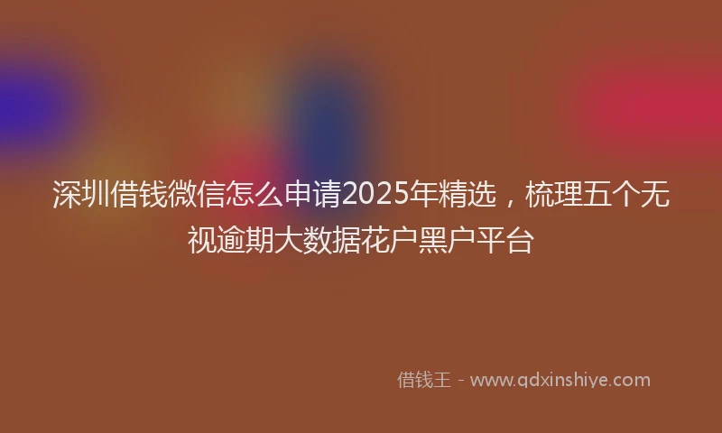 深圳借钱微信怎么申请2025年精选，梳理五个无视逾期大数据花户黑户平台