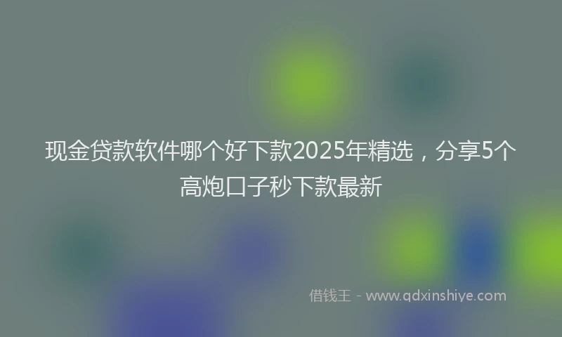 现金贷款软件哪个好下款2025年精选，分享5个高炮口子秒下款最新