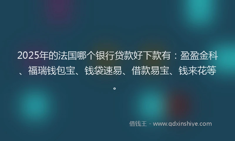 2025年的法国哪个银行贷款好下款有：盈盈金科、福瑞钱包宝、钱袋速易、借款易宝、钱来花等。