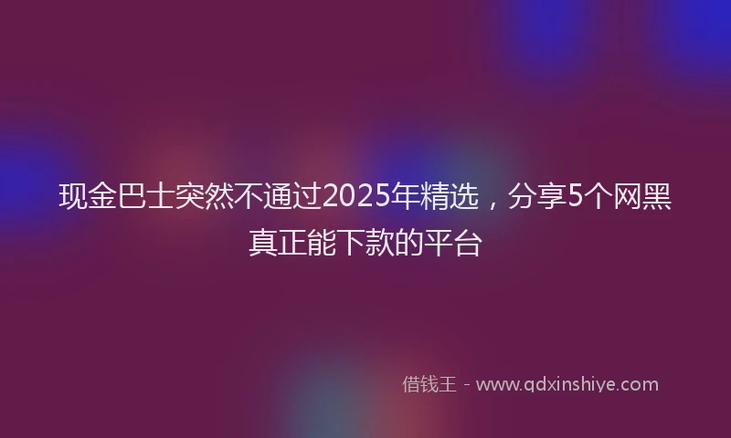 现金巴士突然不通过2025年精选，分享5个网黑真正能下款的平台