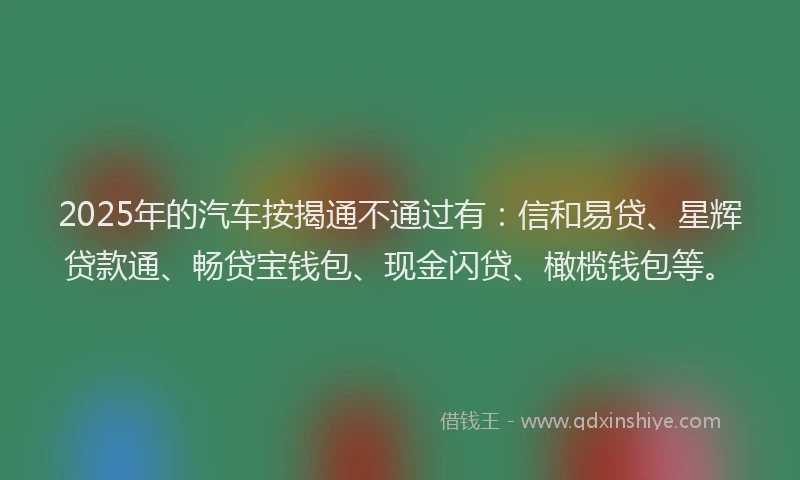 2025年的汽车按揭通不通过有：信和易贷、星辉贷款通、畅贷宝钱包、现金闪贷、橄榄钱包等。