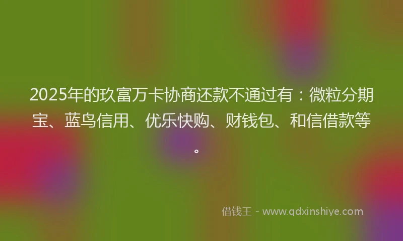 2025年的玖富万卡协商还款不通过有：微粒分期宝、蓝鸟信用、优乐快购、财钱包、和信借款等。