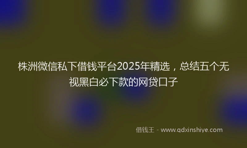 株洲微信私下借钱平台2025年精选，总结五个无视黑白必下款的网贷口子